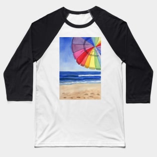 Chillin at the beach Fine Art Watercolor Painting Baseball T-Shirt